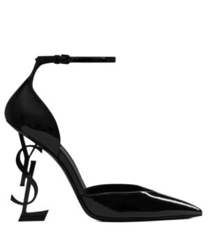 Saint Laurent Womens Opyum Dorsay Pumps In Patent Leather With Black Heel Black