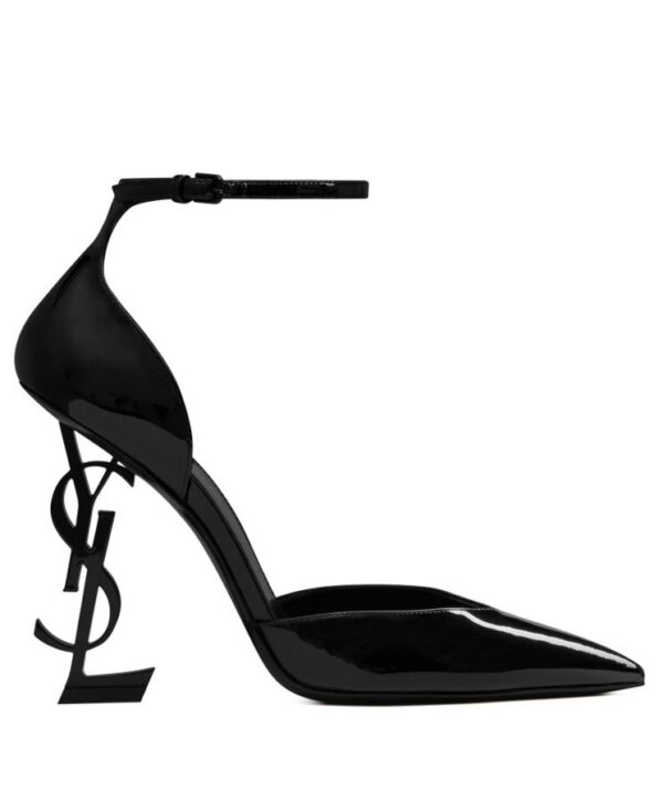 Saint Laurent Womens Opyum Dorsay Pumps In Patent Leather With Black Heel Black