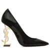 Saint Laurent Womens Opyum Pumps In Patent Leather With Gold-Tone Heel Black
