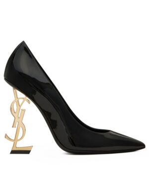 Saint Laurent Womens Opyum Pumps In Patent Leather With Gold-Tone Heel Black