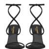 Saint Laurent Womens Opyum Sandals In Crepe Satin And Rhinestones Black