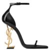 Saint Laurent Womens Opyum Sandals In Patent Leather Black