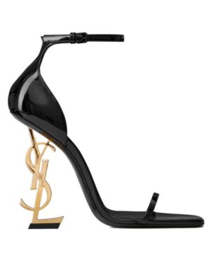 Saint Laurent Womens Opyum Sandals In Patent Leather Black