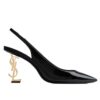 Saint Laurent Womens Opyum Slingback Pumps In Patent Leather Black
