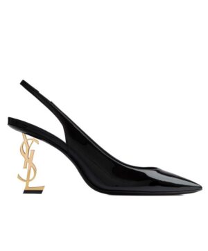 Saint Laurent Womens Opyum Slingback Pumps In Patent Leather Black