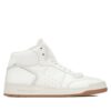 Saint Laurent Womens Sl80 Mid-Top Sneakers In Smooth And Grained Leather Cream