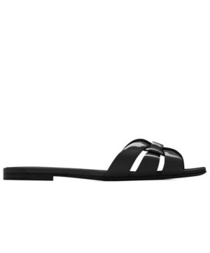 Saint Laurent Womens Tribute Mules In Patent Leather Black