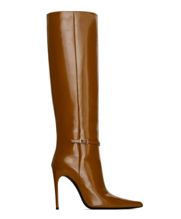Saint Laurent Womens Vendome Boots In Glazed Leather