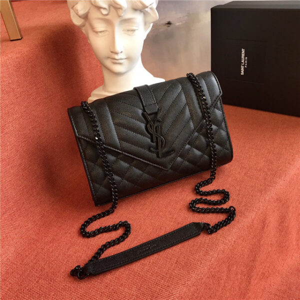 YSL Small Envelope Flap Bag 60019 BlackBlack