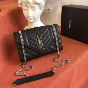 YSL Small Envelope Flap Bag 60019 BlackSilver