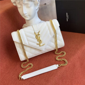 YSL Small Envelope Flap Bag 60019 IvoryGold