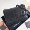 YSL Sunset Medium 442906 Black Crocodile Embossed LeatherBlack