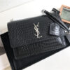 YSL Sunset Medium 442906 Black Crocodile Embossed LeatherSilver