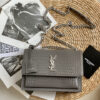 YSL Sunset Medium 442906 Gray Crocodile Embossed LeatherSilver