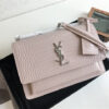 YSL Sunset Medium 442906 Pink Crocodile Embossed LeatherSilver