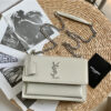 YSL Sunset Medium 442906 White Crocodile Embossed LeatherSilver
