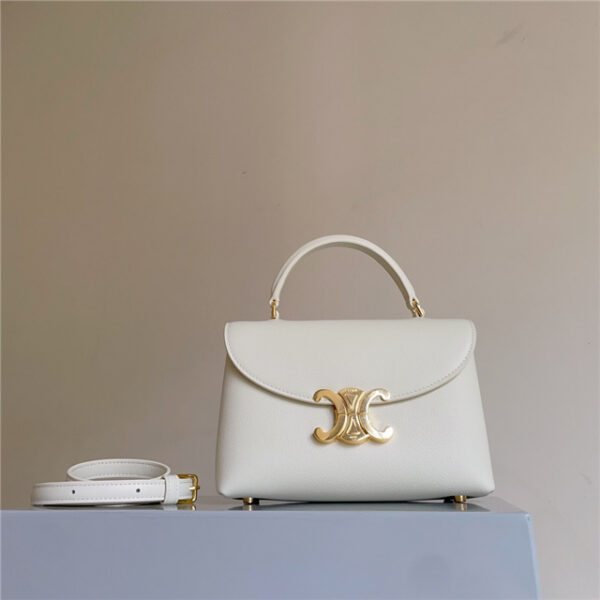 Celine Teen Nino Bag 118113 White Grained Leather