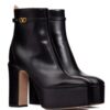 Valentino Garavani Tan-Go Platform Ankle Boot In Calfskin 120MM Black
