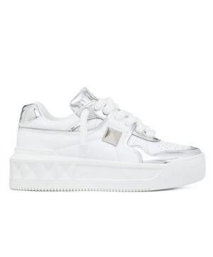 Valentino Unisex One Stud XL Womens Lambskin Sneakers White