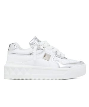 Valentino Unisex One Stud XL Womens Lambskin Sneakers White