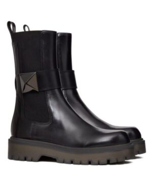 Valentino Womens One Stud Beatle In Calfskin 45MM Black