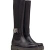 Valentino Womens One Stud Boot In Calfskin 45MM Black