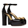 Valentino Womens Open Toe Pump With One Stud Platform In Patent Leather 120 MM
