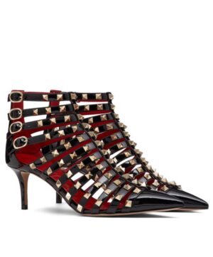 Valentino Womens Rockstud Alcove Patent-Leather Boot 60 MM Black