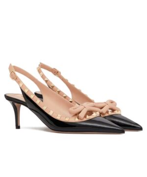 Valentino Womens Rockstud Bow Slingback Patent Leather Pump 60MM