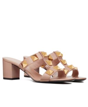 Valentino Womens Roman Stud Calfskin Slide Sandal 60 MM