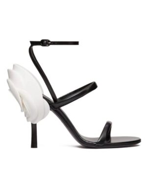 Valentino Womens Roserouche Sandal 1959 In Calfskin 100MM Black