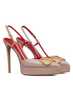 Valentino Womens Vlogo Signature Calfskin Slingback Platform Pump 120MM