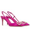 Valentino Womens Vlogo Signature Satin Slingback Pumps 80mm