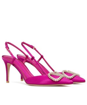 Valentino Womens Vlogo Signature Satin Slingback Pumps 80mm