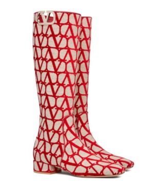 Valentino Womens Vlogo Type Boot In Toile Iconographe 30MM